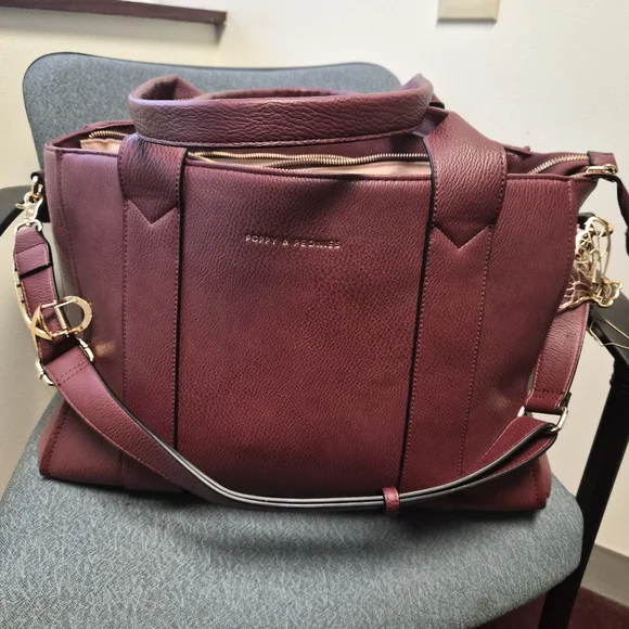 Poppy & Peonies Elegant Burgundy Tote Bag - Picture 5 of 8